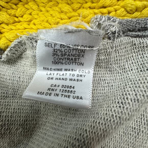 Dolan Boho Yellow Gray Chunky Knit Front 3/4 Sleeve Top Women's Size Large - Picture 5 of 5